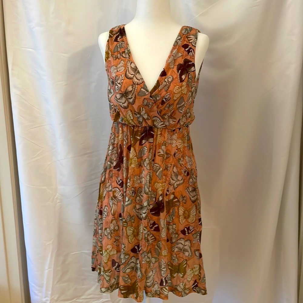 H&M Gorgeous Pink Brown Butterfly Dress - Size XS